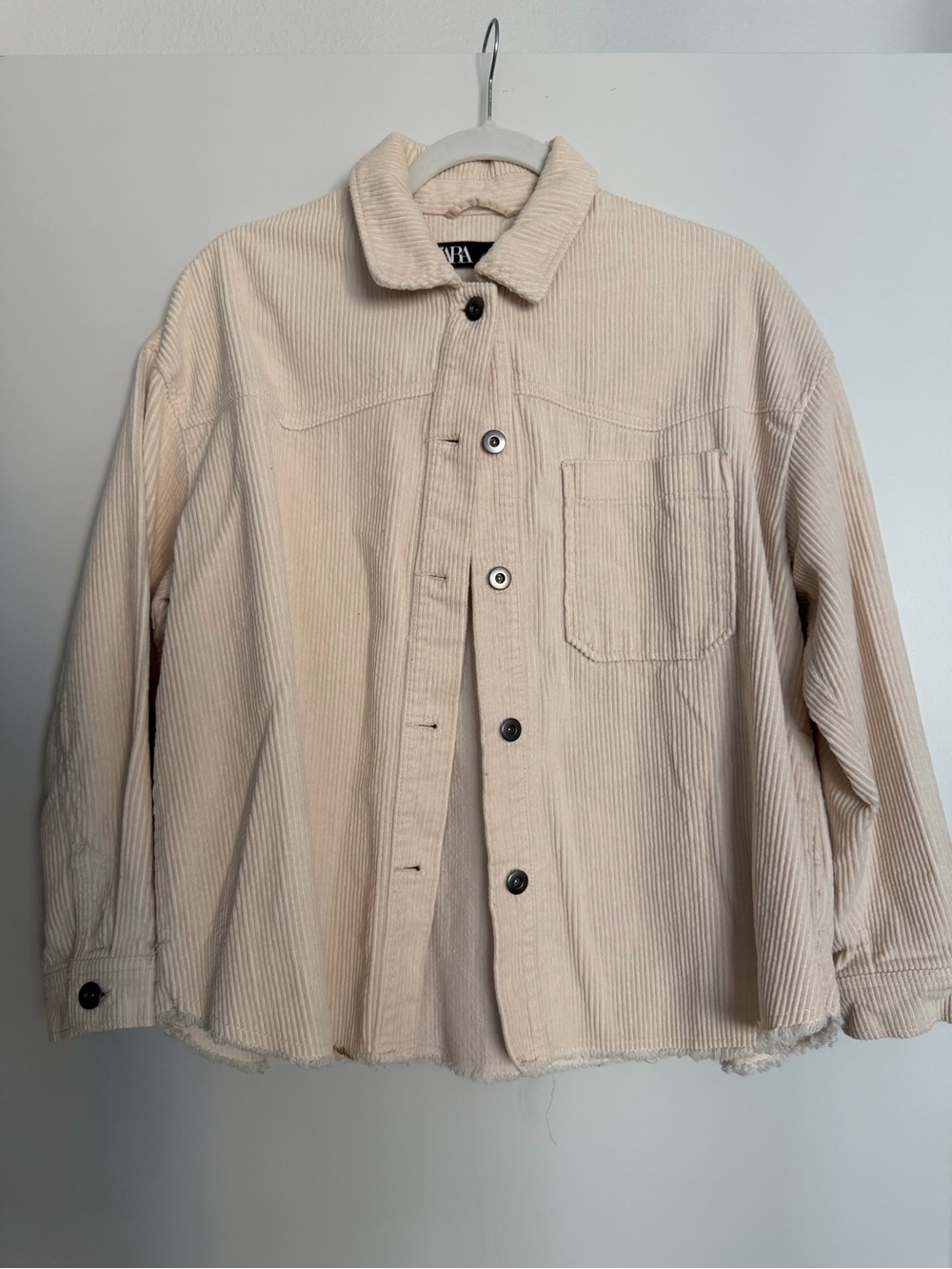 Zara Cream Corduroy Button-Up Jacket
